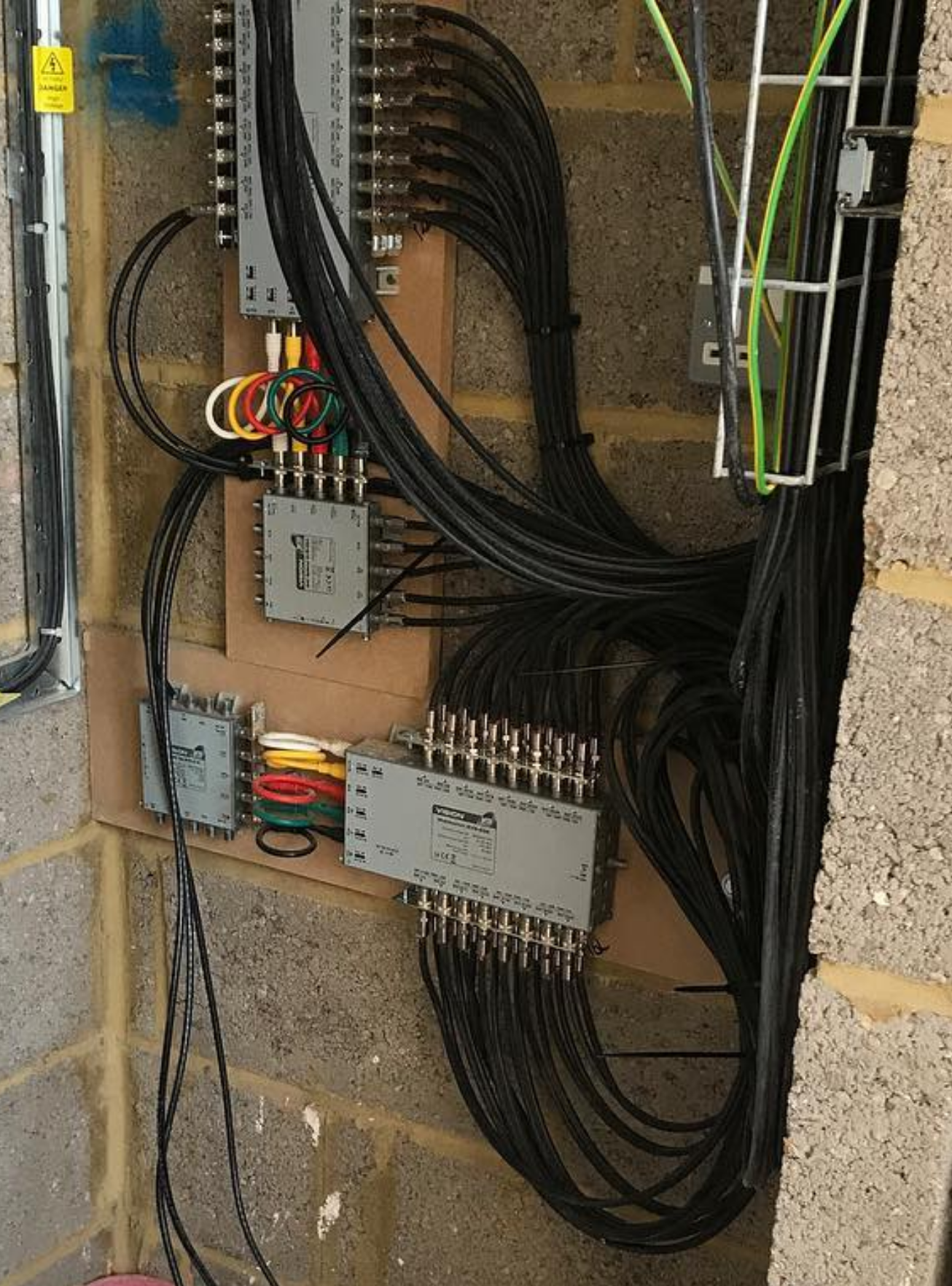 Complex communal TV system wiring
