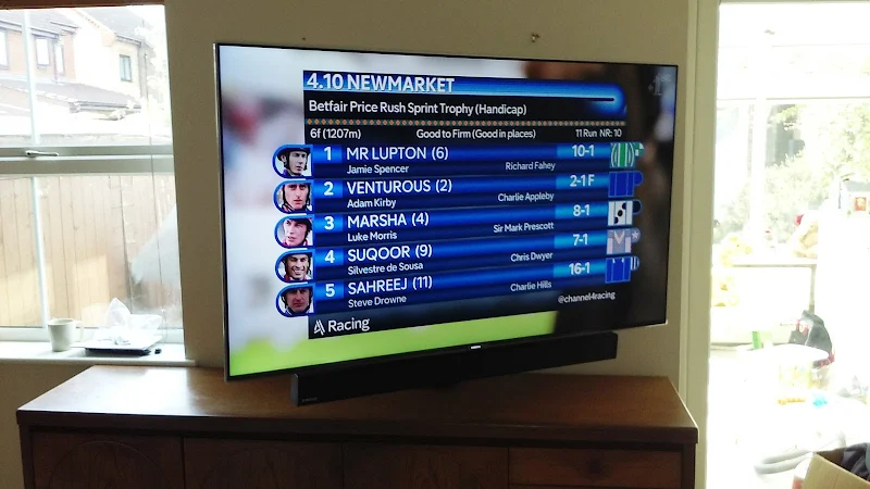 Large TV wall mounted on articulated bracket